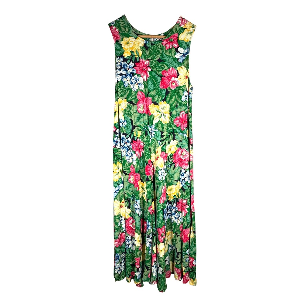 Vintage E.D. Michaels‎ Petites Floral Hawaiian Midi Dress Size 9-10